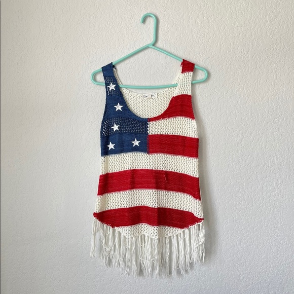 Tops - American Flag 4th of July Crotchet Blouse